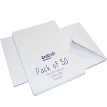 Load image into Gallery viewer, Craft UK - White Scalloped Blank Cards & Envelopes 5" x 7" (50 Pack)