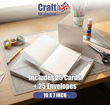 Load image into Gallery viewer, Craft UK - White Blank Cards & Envelopes 10" x 7" (25 Pack)