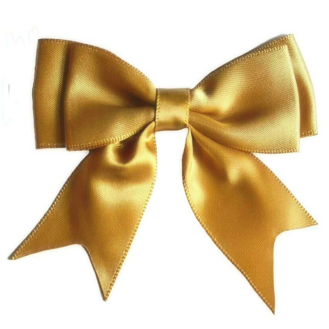 Trucraft - 8.5cm Wide Satin Ribbon Double Craft Bows - GOLD - Pack of 5
