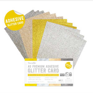 Dovecraft - A5 Premium Adhesive Glitter Card - 12 Sheets - Metallic