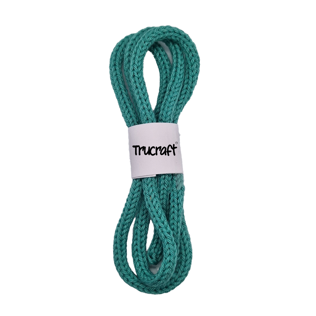 Trucraft - iCord French Knitting Rope - 1m Length - 100% Cotton - 001 Sea Green