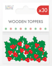 Load image into Gallery viewer, Simply Creative - Wooden Holly Toppers - Pack of 30