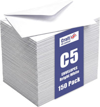 Load image into Gallery viewer, Craft UK - C5 Bright White Envelopes - Gummed Diamond Flap - Box of 150