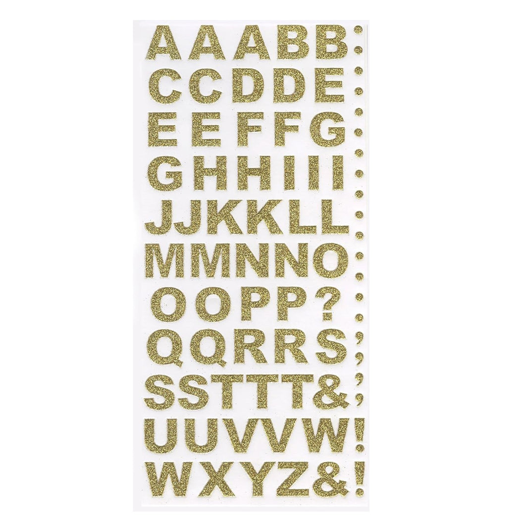 Trucraft -  Glitter Capital Letter Alphabet Craft Stickers - Gold