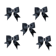 Load image into Gallery viewer, Trucraft - Diamante Buckle Satin Ribbon Craft Bows - Black - Pack of 5