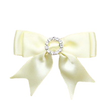 Load image into Gallery viewer, Trucraft - Diamante Buckle Satin Ribbon Craft Bows - Lemon - Pack of 5