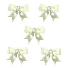 Load image into Gallery viewer, Trucraft - Diamante Buckle Satin Ribbon Craft Bows - Lemon - Pack of 5
