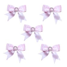 Load image into Gallery viewer, Trucraft - Diamante Buckle Satin Ribbon Craft Bows - Baby Pink - Pack of 5