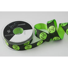 Load image into Gallery viewer, Berisfords - Halloween Trick or Treat Green Satin Ribbon - 25mm x 20m Reel
