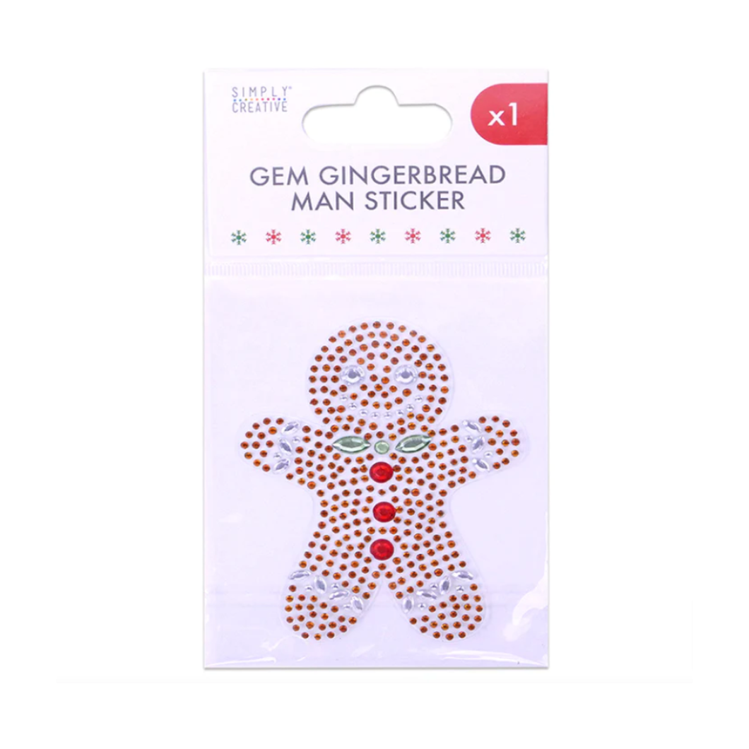 Simply Creative - Large Christmas Gem Sticker - Gingerbread Man