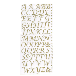 Trucraft - Italic Script Glitter Alphabet Craft Stickers - Gold