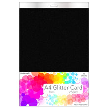 Load image into Gallery viewer, Habicraft - A4 Glitter Card - Non Shed 290gsm - 10 Sheets - Black