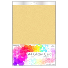 Load image into Gallery viewer, Habicraft - A4 Glitter Card - Non Shed 290gsm - 10 Sheets - Gold