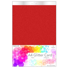 Load image into Gallery viewer, Habicraft - A4 Glitter Card - Non Shed 290gsm - 10 Sheets - Red