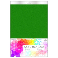 Load image into Gallery viewer, Habicraft - A4 Glitter Card - Non Shed 290gsm - 10 Sheets - Emerald