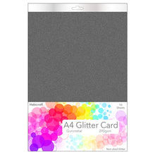 Load image into Gallery viewer, Habicraft - A4 Glitter Card - Non Shed 290gsm - 10 Sheets - Gunmetal