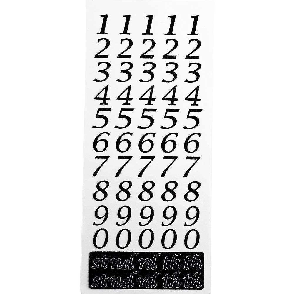 Trucraft - Italic Script Date and Age Glitter Number Stickers - Black