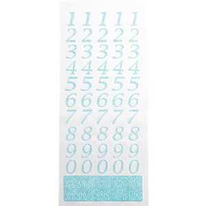 Trucraft - Italic Script Date and Age Glitter Number Stickers - Blue