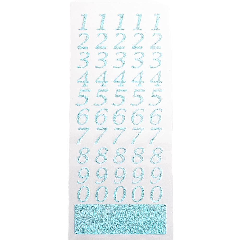 Trucraft - Italic Script Date and Age Glitter Number Stickers - Blue
