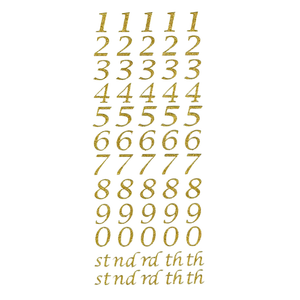 Trucraft - Italic Script Date and Age Glitter Number Stickers - Gold