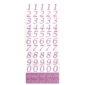 Trucraft - Italic Script Date and Age Glitter Number Stickers - Pink