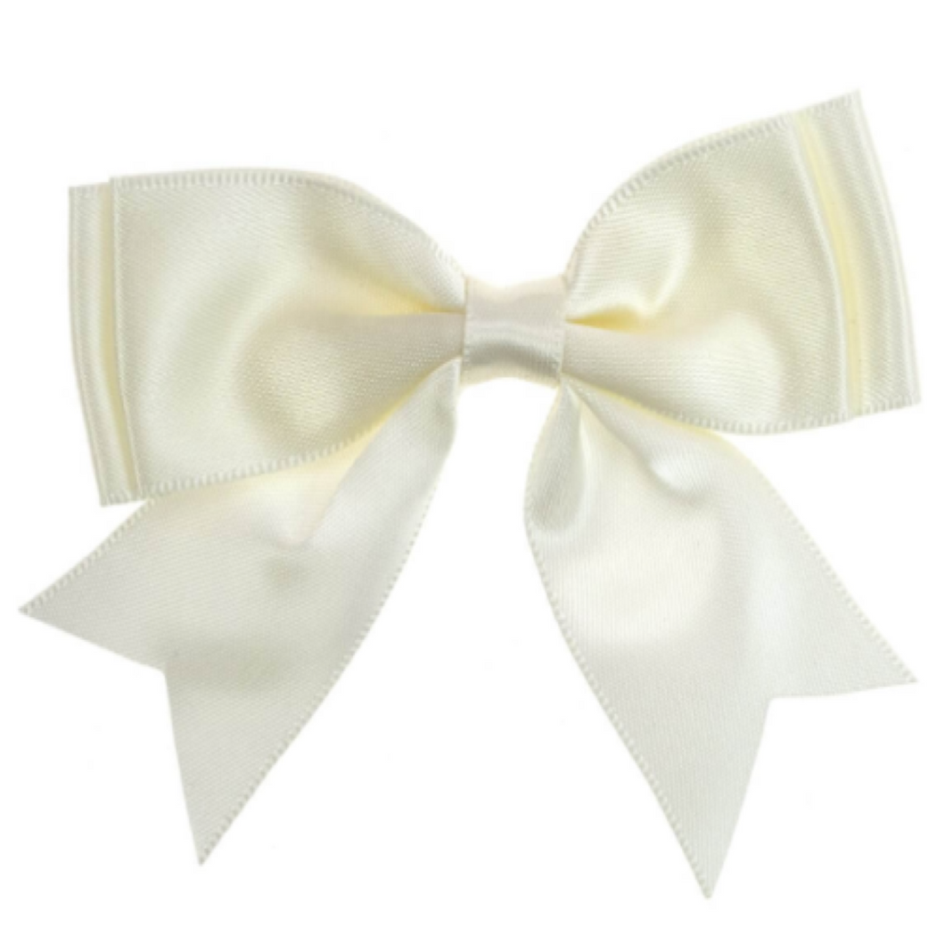 Trucraft - 8.5cm Satin Ribbon Double Craft Bows - IVORY - Pack of 5