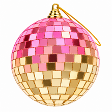 Load image into Gallery viewer, Trucraft - Disco Ball Christmas Tree Wreath Bauble - Pink / Gold - 8cm