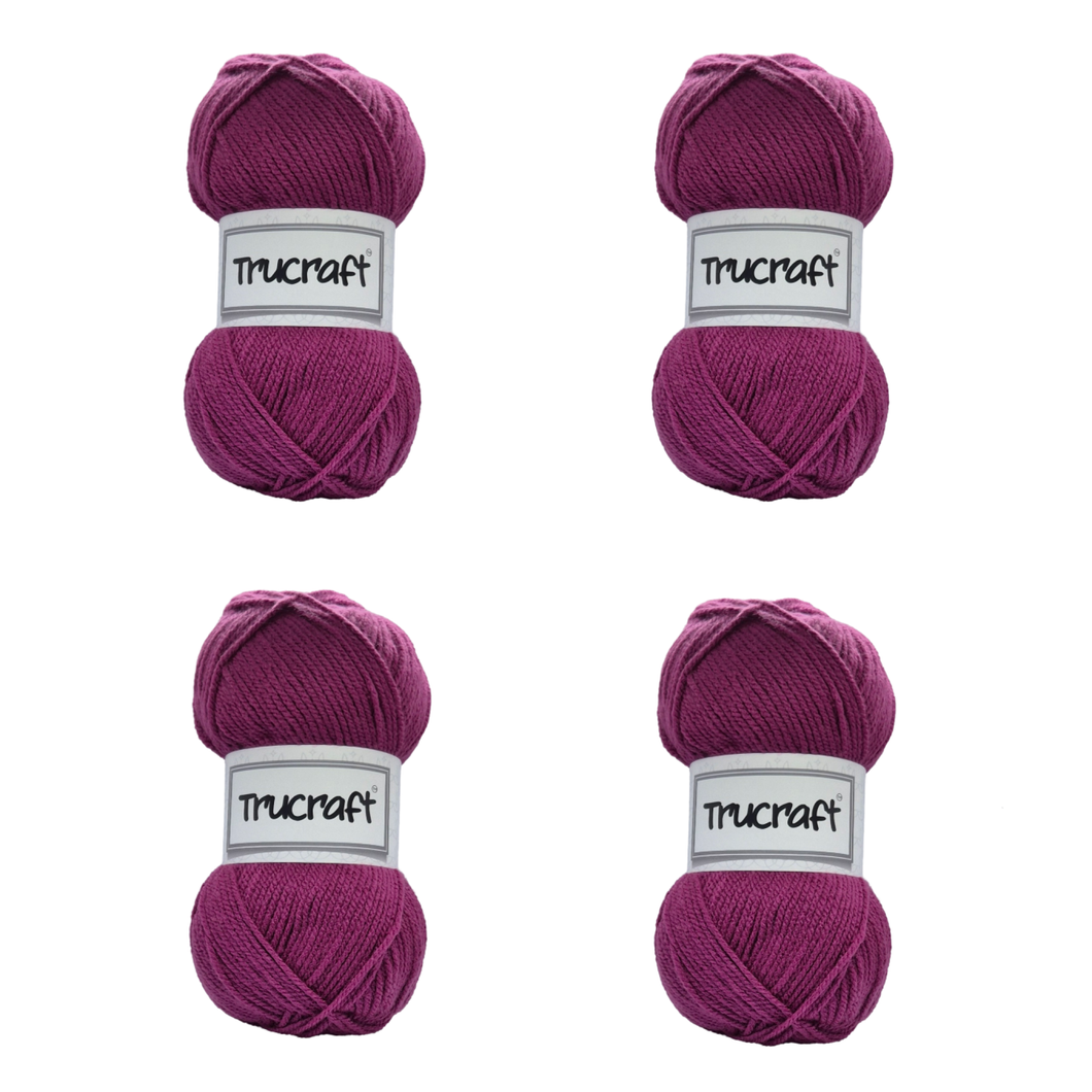 Trucraft - Premium Aran Yarn - 4 x 100g Balls Pack - Wool Shade 004 Mauve