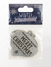 Load image into Gallery viewer, Dovecraft - Wooden Hanging Glitter Merry Christmas Bauble - Pack of 2