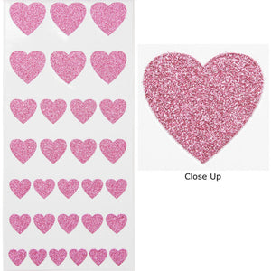 Trucraft - Glitter Heart Stickers - Baby Pink - 12mm - 25mm - Sheet of 30