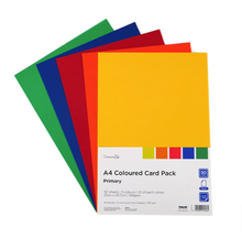 Load image into Gallery viewer, Dovecraft - A4 Coloured Card Pack - 50 Sheets - Primary