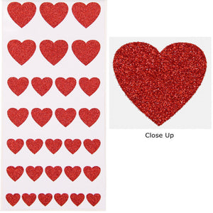 Trucraft - Glitter Heart Stickers - Red - 12mm to 25mm - Sheet of 30