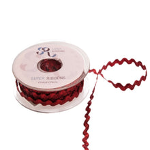 Load image into Gallery viewer, Super Ribbons - Ric Rac Trim - Metallic Red - 6mm Wide x 20m Reel
