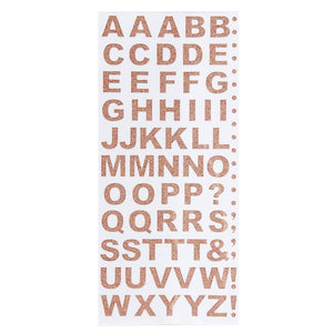 Trucraft -  Glitter Capital Letter Alphabet Craft Stickers - Rose Gold