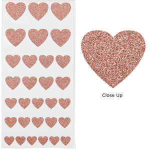 Trucraft - Glitter Heart Stickers - Rose Gold - 12mm to 25mm - Sheet of 30