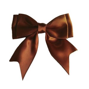 Trucraft - 8.5cm Satin Ribbon Double Craft Bows - Brown - Pack of 5