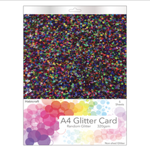 Load image into Gallery viewer, Habicraft - A4 Glitter Card - Non Shed 290gsm - 5 Sheets - Black Rainbow