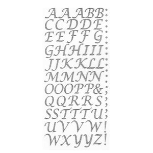 Trucraft - Italic Script Glitter Alphabet Craft Stickers - Silver
