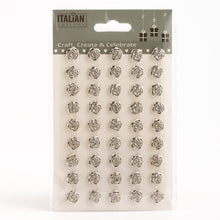 Load image into Gallery viewer, Italian Options – 1cm Silver Resin Roses: Self-Adhesive (Pack of 45)