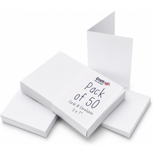 Load image into Gallery viewer, Craft UK - White Blank Cards & Envelopes 5" x 7" (50 Pack)