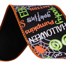 Load image into Gallery viewer, Habicraft - Halloween Words Black Wired Ribbon - 63mm Wide x 9.14m Reel