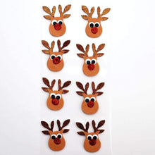 Load image into Gallery viewer, Italian Options - Brown Glitter Reindeer Christmas Card Toppers - Set of 8