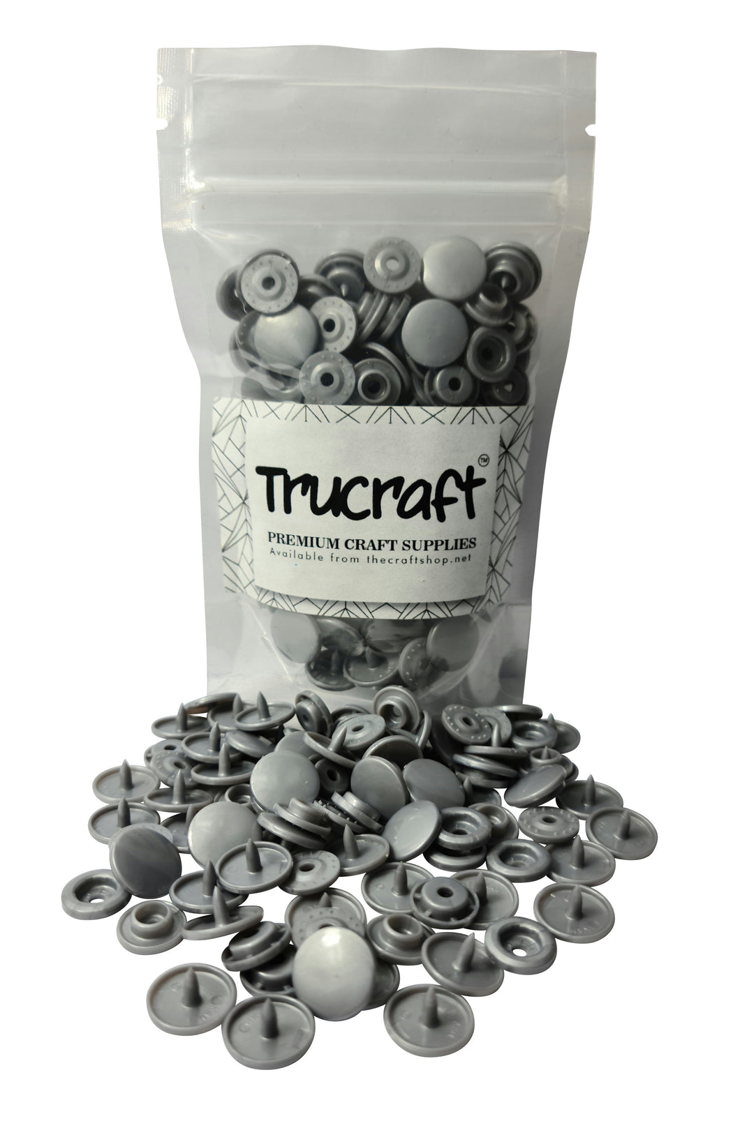 Trucraft - Plastic Kam Snaps - 50 Sets - B13 Glossy Medium Silver - Size 20 T5