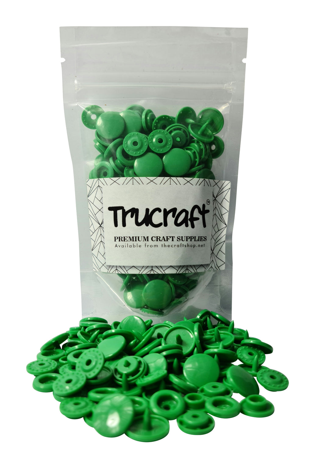 Trucraft - Plastic Kam Snaps - 50 Sets - B51 Glossy Kelly Green - Size 20 T5