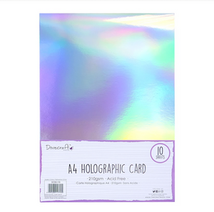 Dovecraft - Premium Mirror Card - SILVER HOLOGRAPHIC - 240gsm - 10 x A4 Sheets