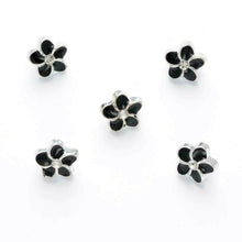 Load image into Gallery viewer, Trucraft - 11mm Silver Trim Black Diamante Flower Shank Buttons - Pack of 5