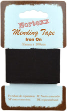 Load image into Gallery viewer, www.thecraftshop.net Nortexx - Iron on Mending Tape - BLACK - 35mm Wide x 1m