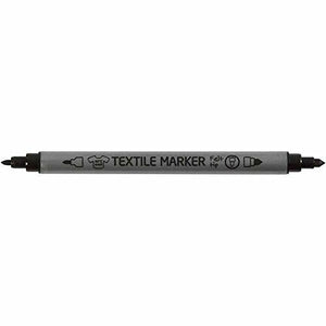 Creativ - Double Tip Permanent Fabric Textile Markers - Black - Pack of 6