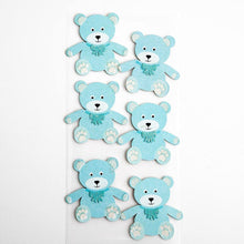 Load image into Gallery viewer, thecraftshop.net Italian Options - Baby Blue Teddy Bear Card Toppers - Pack of 6