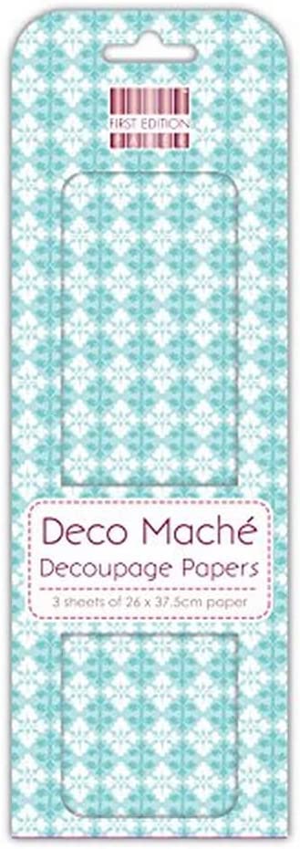 First Edition - Deco Mache Decoupage Paper - 3 x Sheets - Blue Regal
